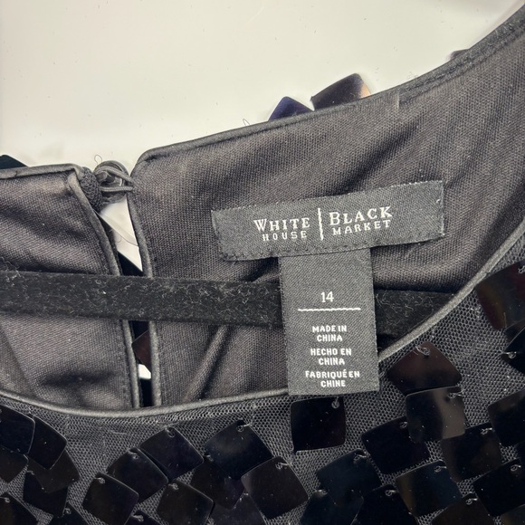 White House Black Market Sleeveless Black Sequin Mini Dress - Size: 14 - Picture 3 of 6